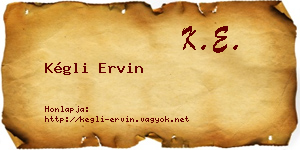 Kégli Ervin névjegykártya
