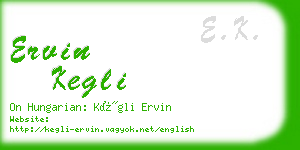 ervin kegli business card